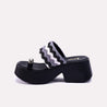 sheridan black chunky casual slippers for women