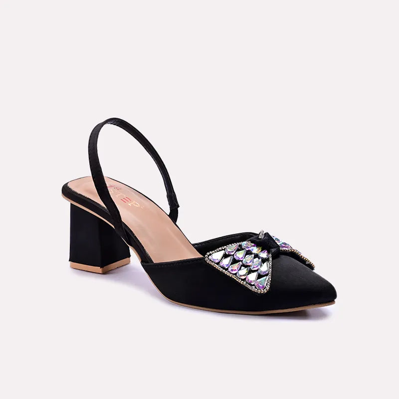 shimmer black fancy pumps