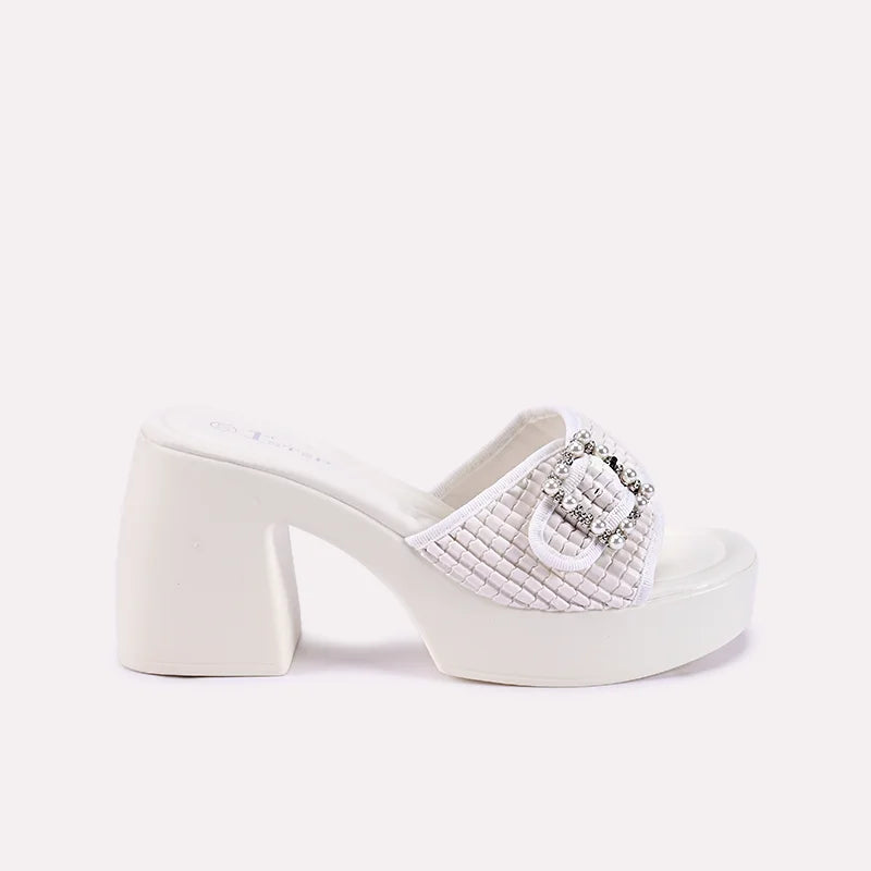 sia women white heel slippers