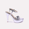 siofra women silver glossy high heel sandals