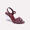 Soraya Maroon Crystal Heel Bridal Sandals