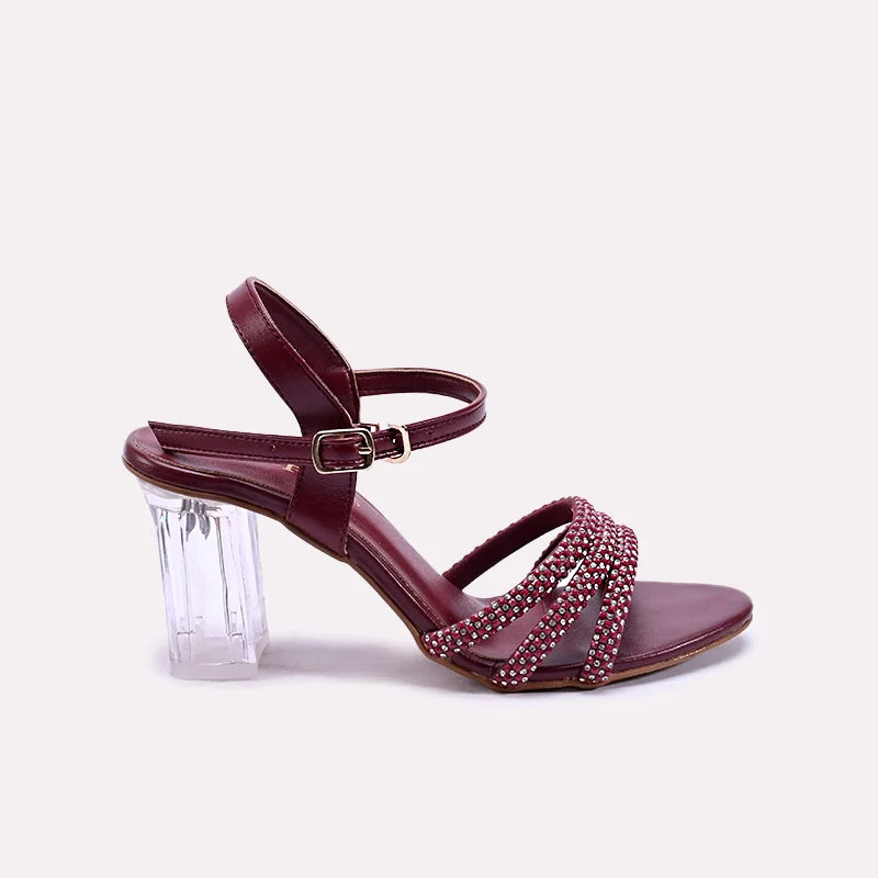 Soraya women Maroon Crystal Heel Bridal Sandals