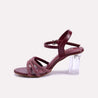 Soraya Maroon Crystal Heel Bridal Sandals for women
