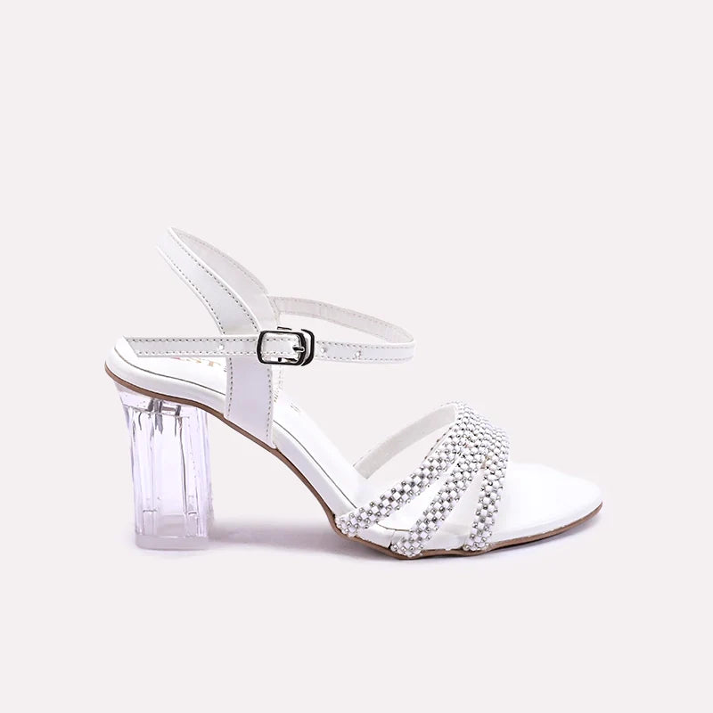 Soraya women White Crystal Heel Bridal Sandals