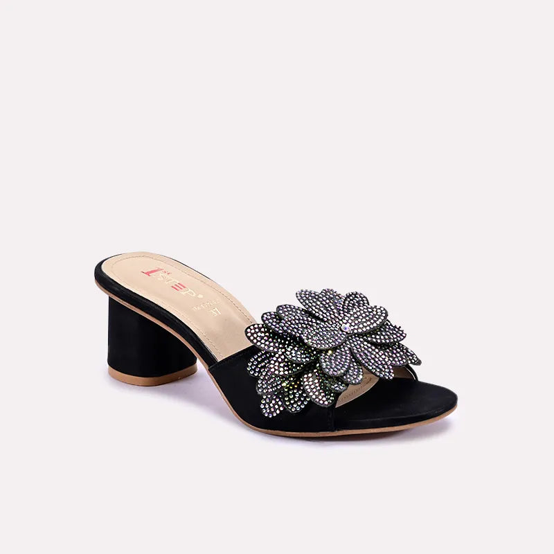 svella black fancy slippers