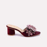 svella womens maroon fancy slippers