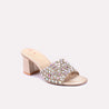 tindra gold block heel fancy slippers