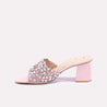 tindra peach block heel fancy slippers for women