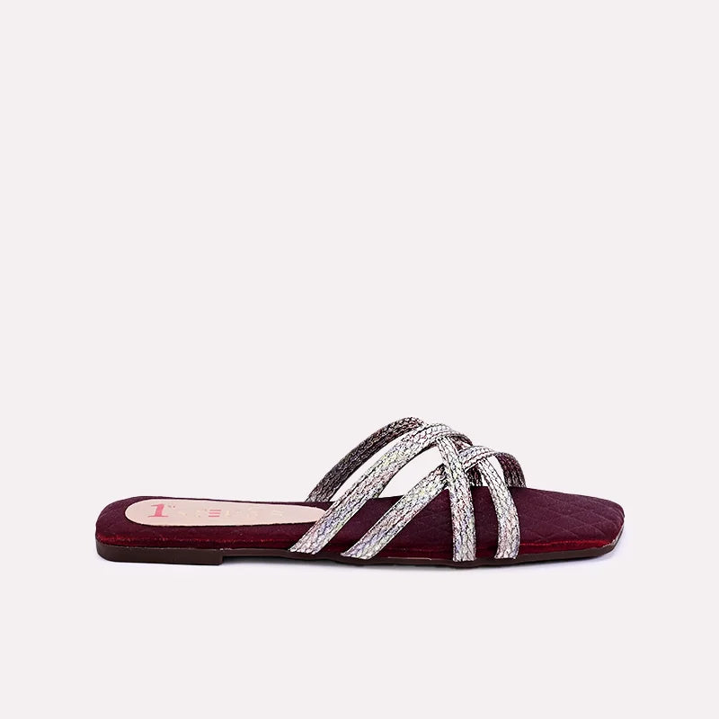 ursula women maroon flat slippers