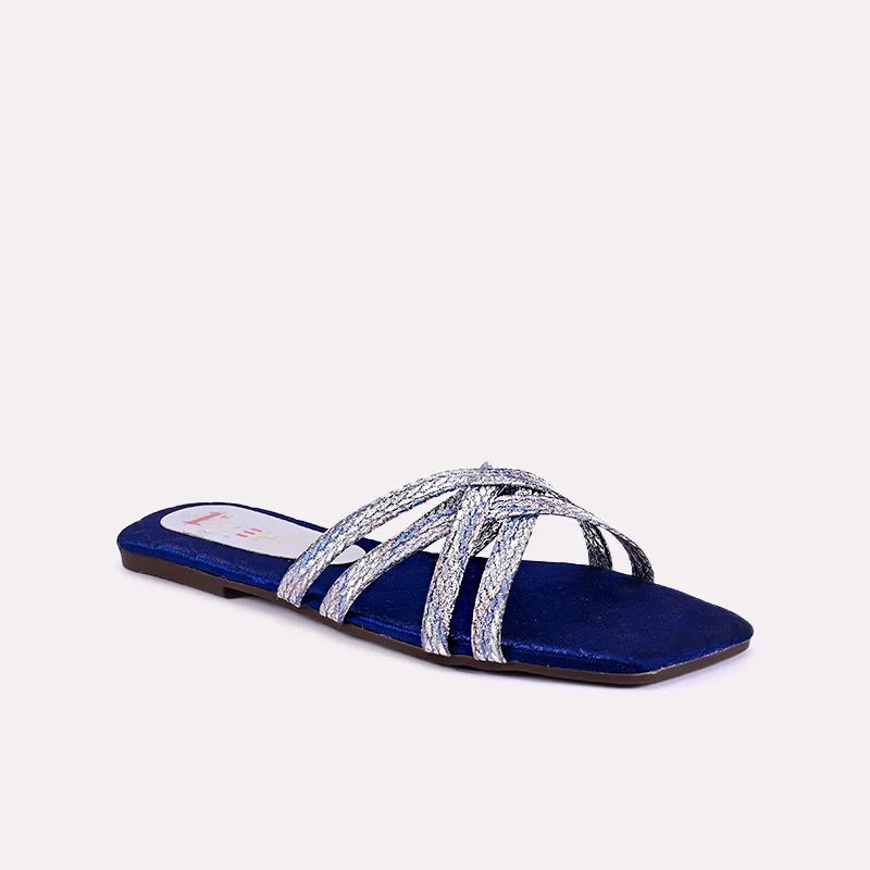 ursula navy blue flat slippers