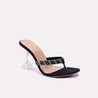 vanika black fancy heel slippers