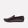 vault brown textured loafers for men