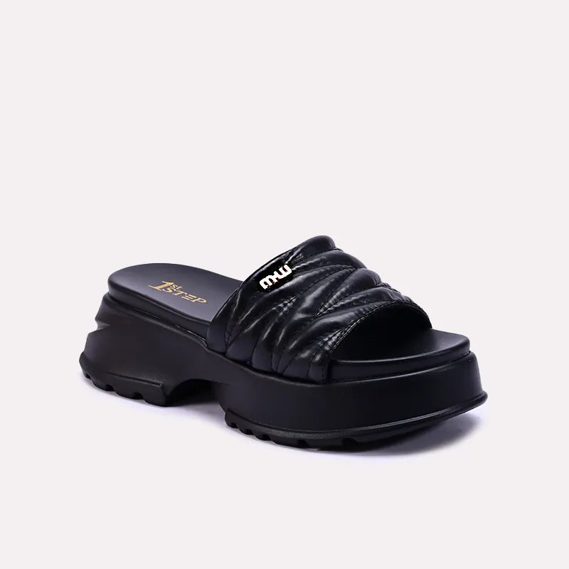 wallis black chunky soft slides