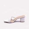 White Block Heel Casual Slippers for Women