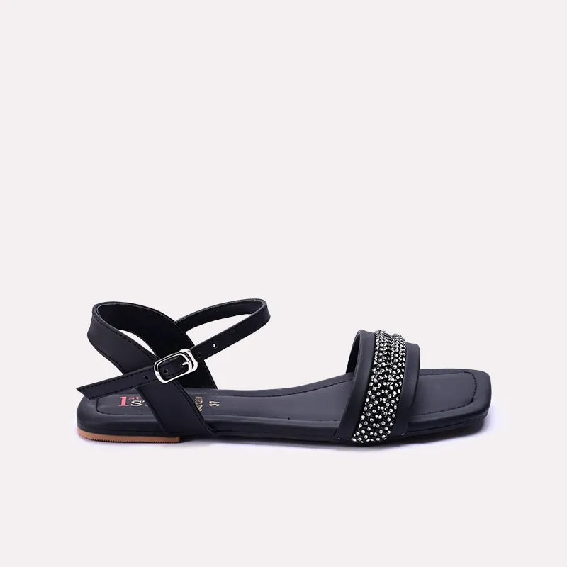 whitney womens black fancy flat sandals