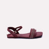 whitney womens maroon fancy flat sandals