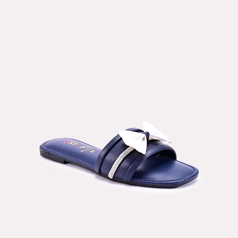 winsome blue flat fancy slippers