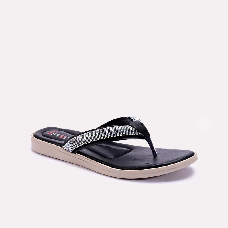 Womens Black Comfy Casual Flip Flop Slippers 0411578