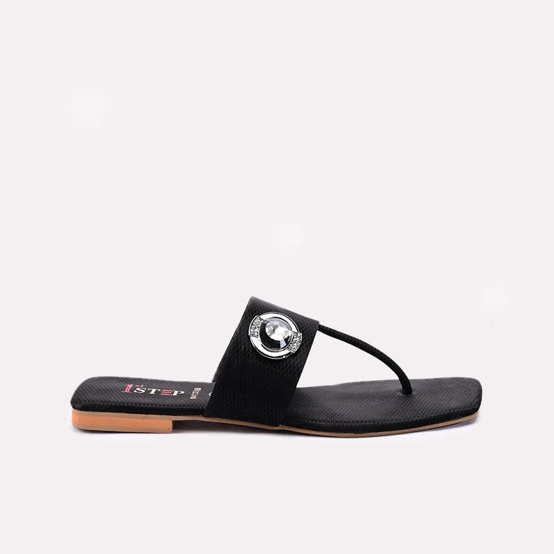 Womens Black Casual Slippers