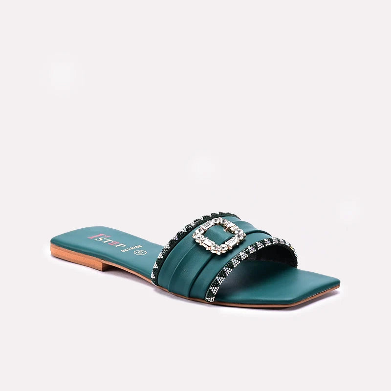 Green Casual Flats