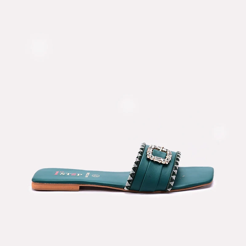 Womens Green Casual Flats
