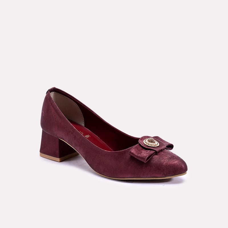 zeenia maroon fancy heel pumps