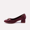 zeenia maroon fancy heel pumps for women